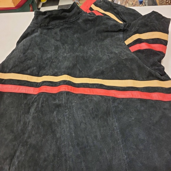 Ashley Stewart Womens Jacket Size‎ 22 Black Suede Leather Stripe Detail Moto - Picture 16 of 16